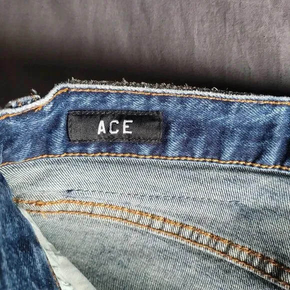 Affliction Jeans Mens Size 31x32 Ace Distressed Blue Dark Washed Y2K Denim - Picture 3 of 10